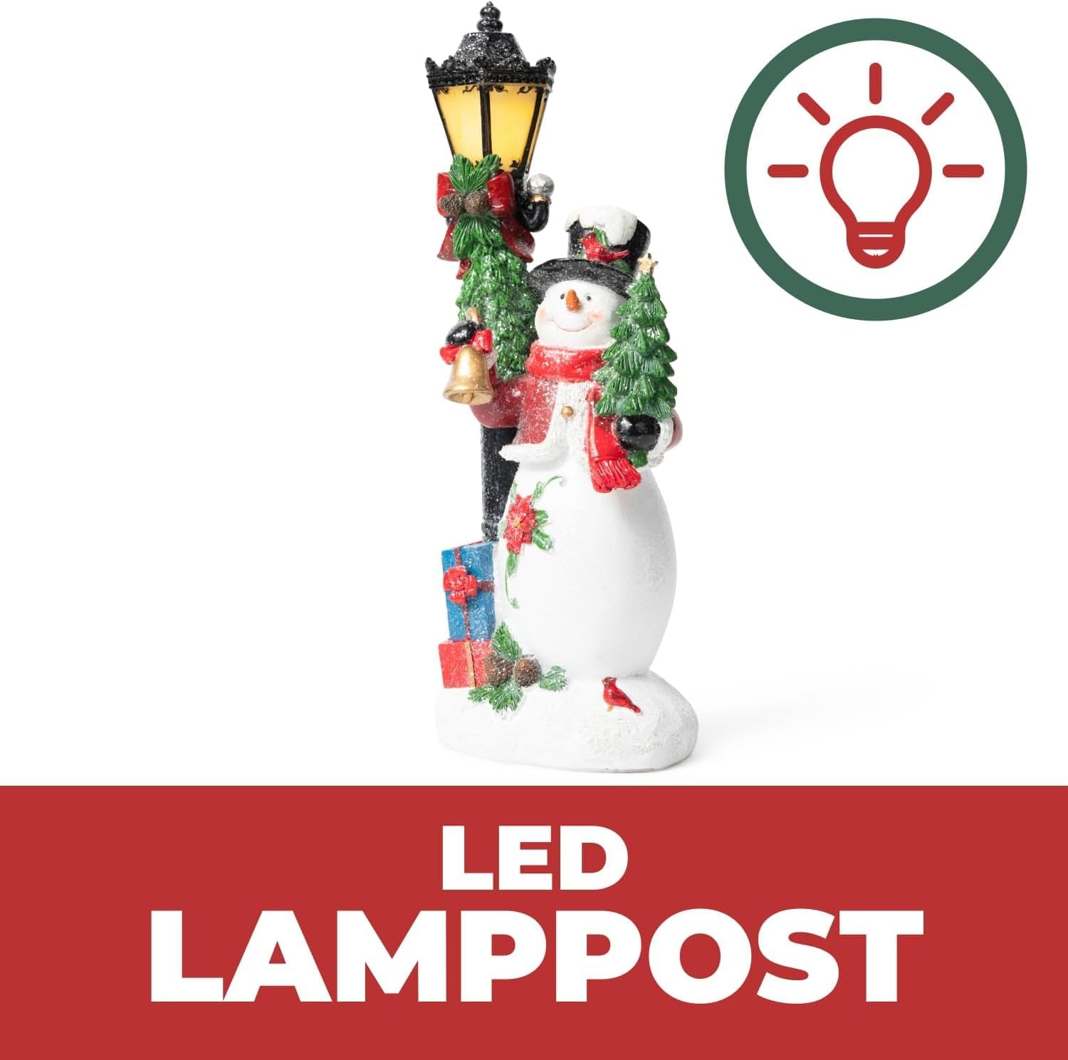 Christmas Snowman Decor Christmas Figurines Resin Snowman Lighted Decorations Indoor Glowing Lampost LED Holiday Light up Snowman Indoor Festive Fiber Optic Decorations