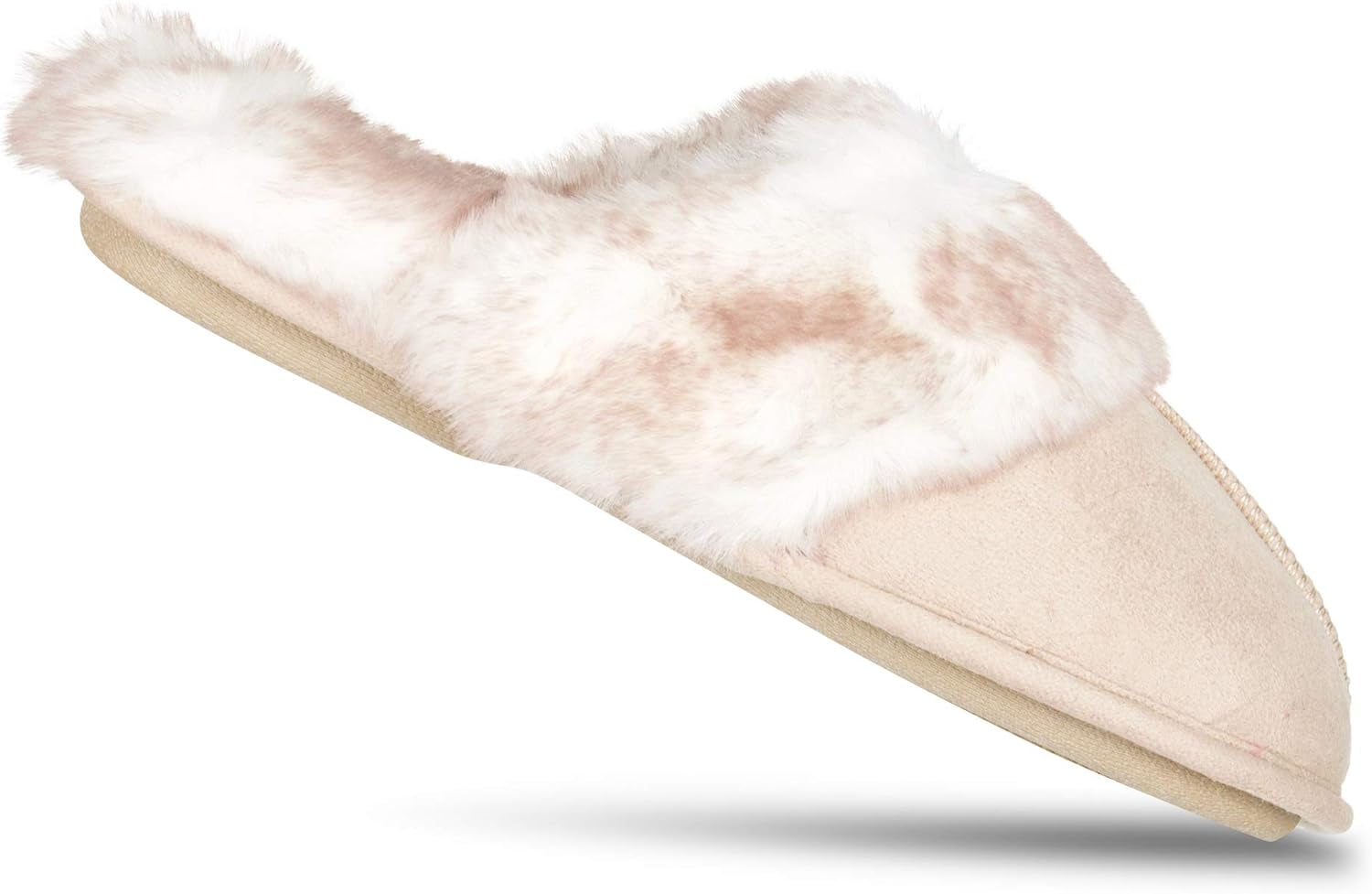 Women'S Comfy Faux Fur House Slipper Scuff Memory Foam Slip-On Anti-Skid Sole