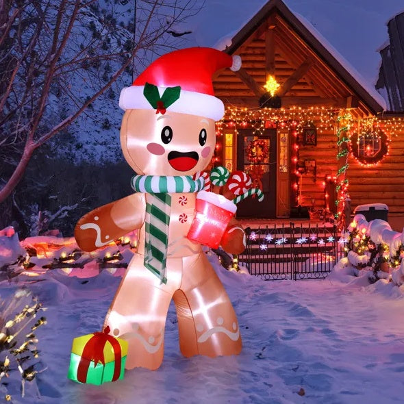 7.9 FT Lighted Inflatable Gingerbread Man