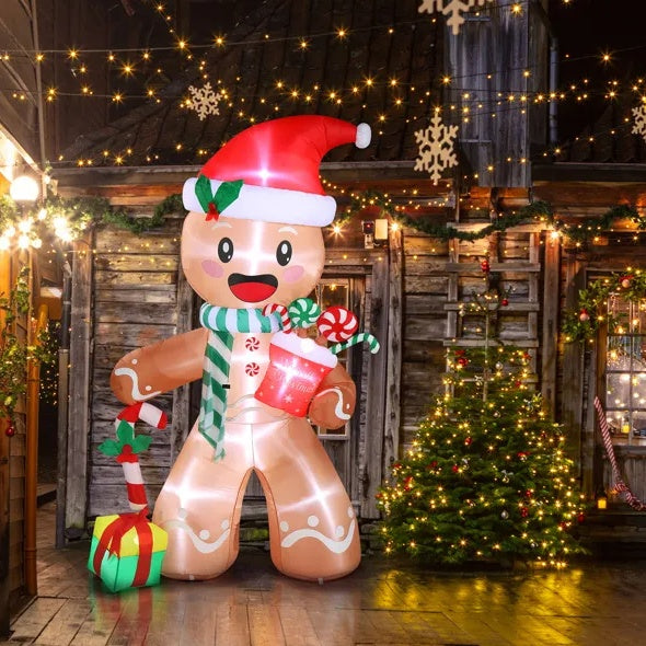 7.9 FT Lighted Inflatable Gingerbread Man