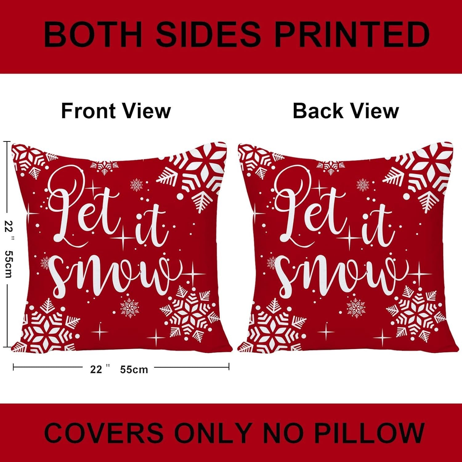 Merry Christmas Decorative Pillows Covers 22X22 Set of 4 for Christmas Decorations Red Christmas Tree Snowflake Winter Holiday Throw Pillow Cases Xmas Farmhouse Decor for Couch Sofa