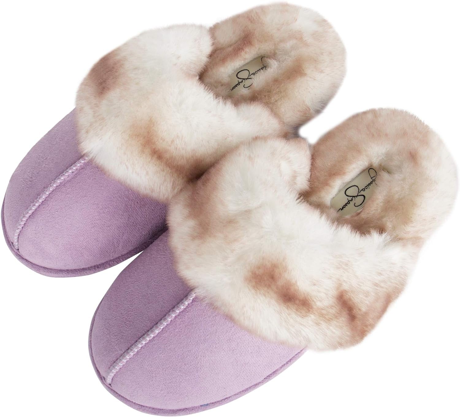 Women'S Comfy Faux Fur House Slipper Scuff Memory Foam Slip-On Anti-Skid Sole