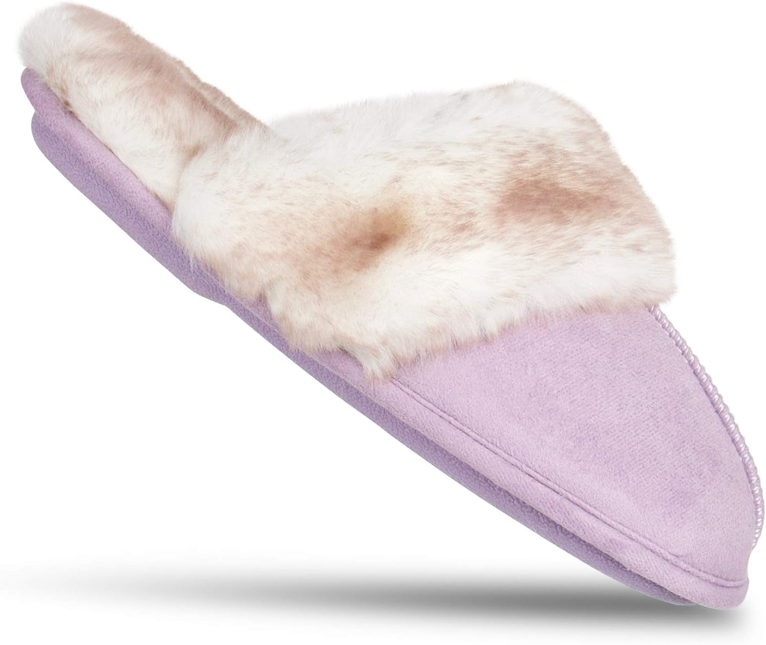 Women'S Comfy Faux Fur House Slipper Scuff Memory Foam Slip-On Anti-Skid Sole