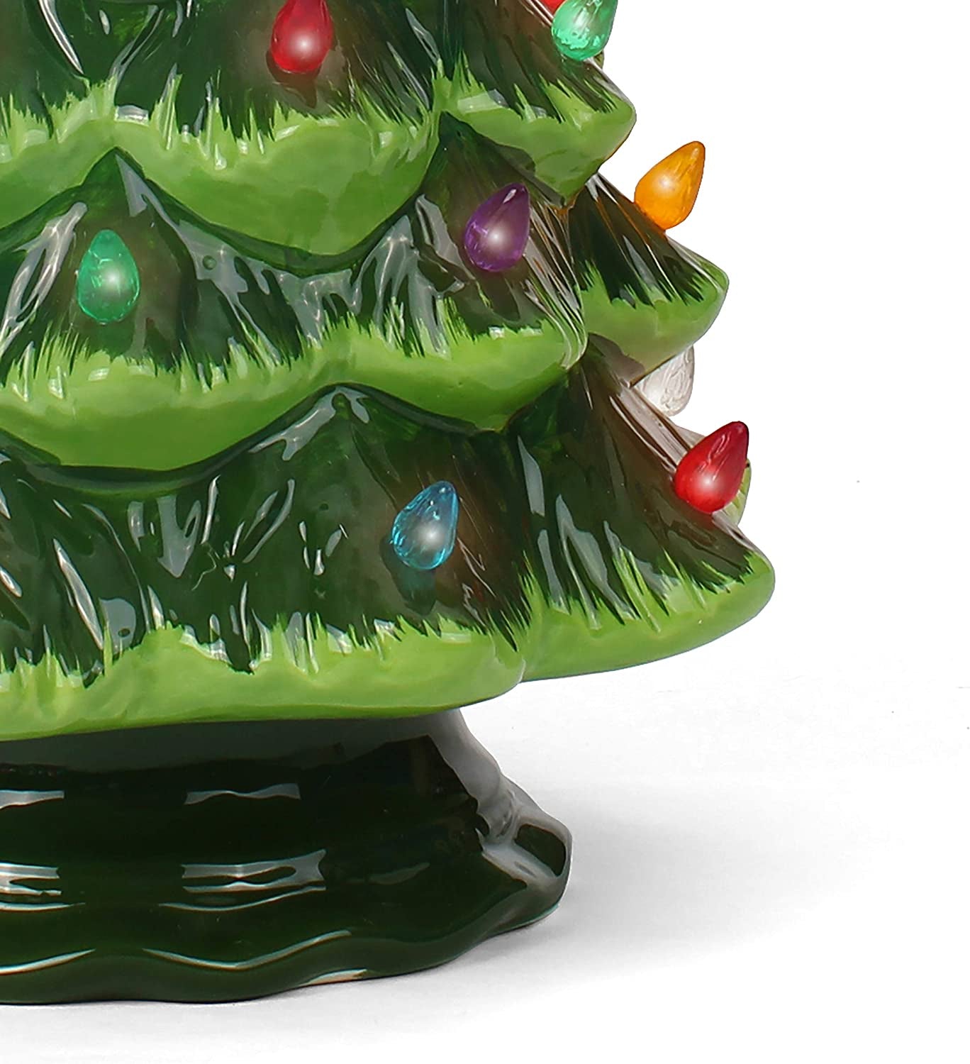 Ceramic Christmas Tree - Tabletop Christmas Tree with Lights - (15.5" Large Green Christmas Tree/Multicolored Lights) - Lighted Vintage Ceramic Tree